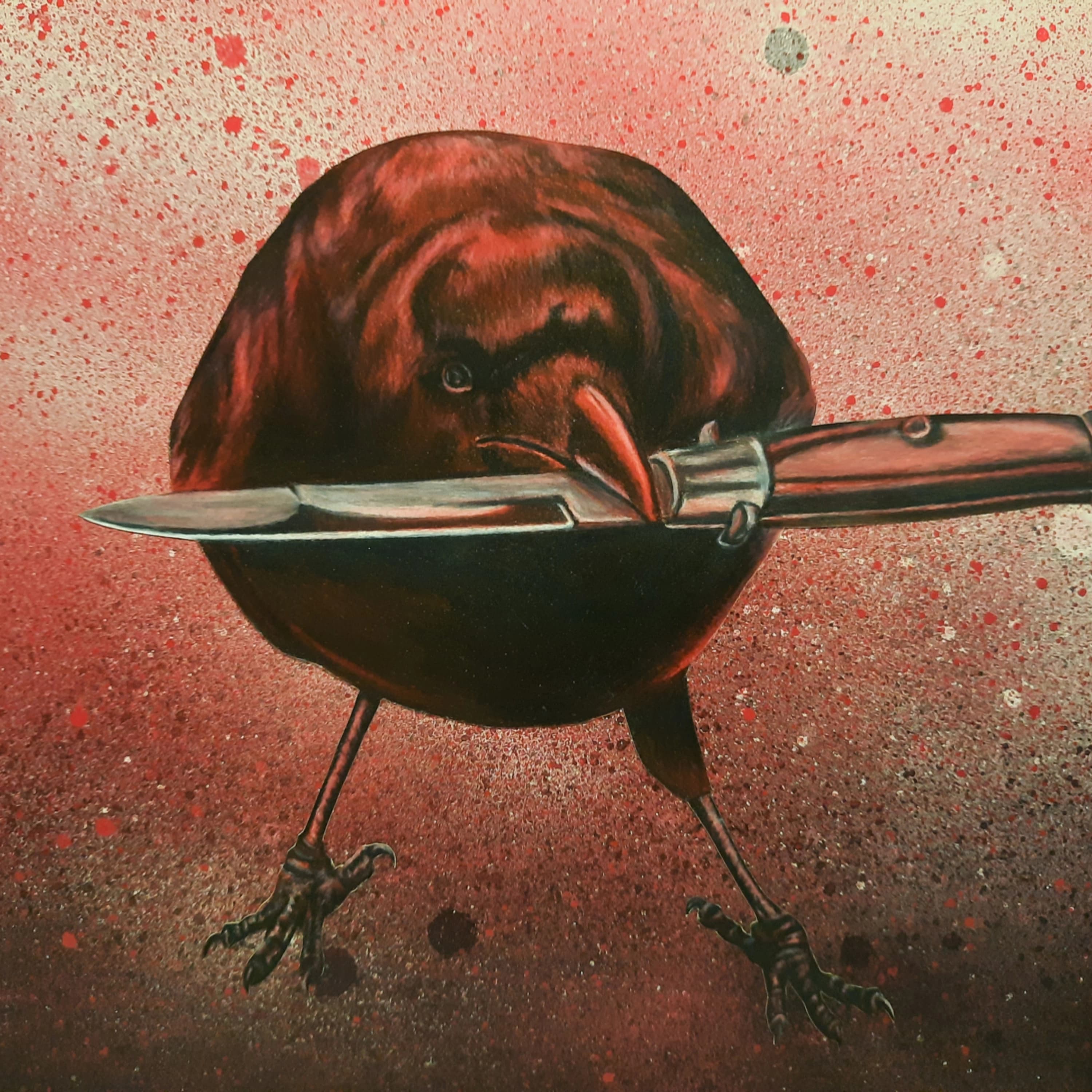 Knife-wielding raven